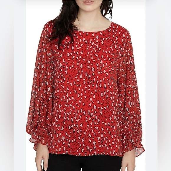 Mediun Sanctuary Red Leopard Print Blouse - Picture 1 of 5